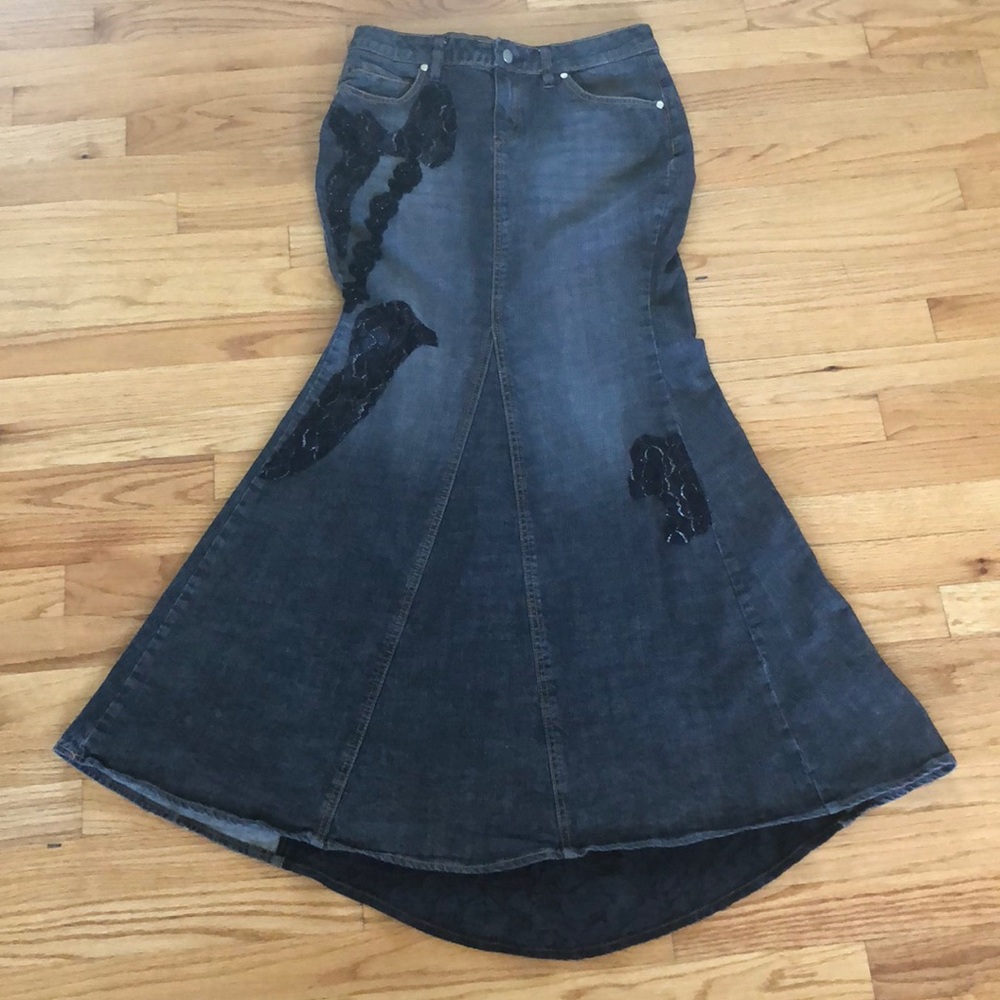 Bisou Bisou Black Denim Mermaid skirt.